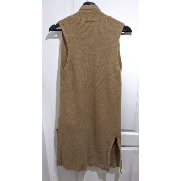 Aritzia Wilfred | Olivie long, merino-wool cardigan vest in Camel - Picture 4 of 10
